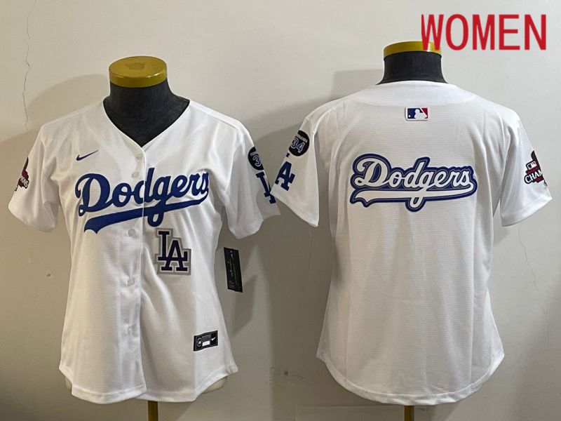 Women Los Angeles Dodgers Blank White Game 2024 Nike MLB Jersey style 12096->women mlb jersey->Women Jersey